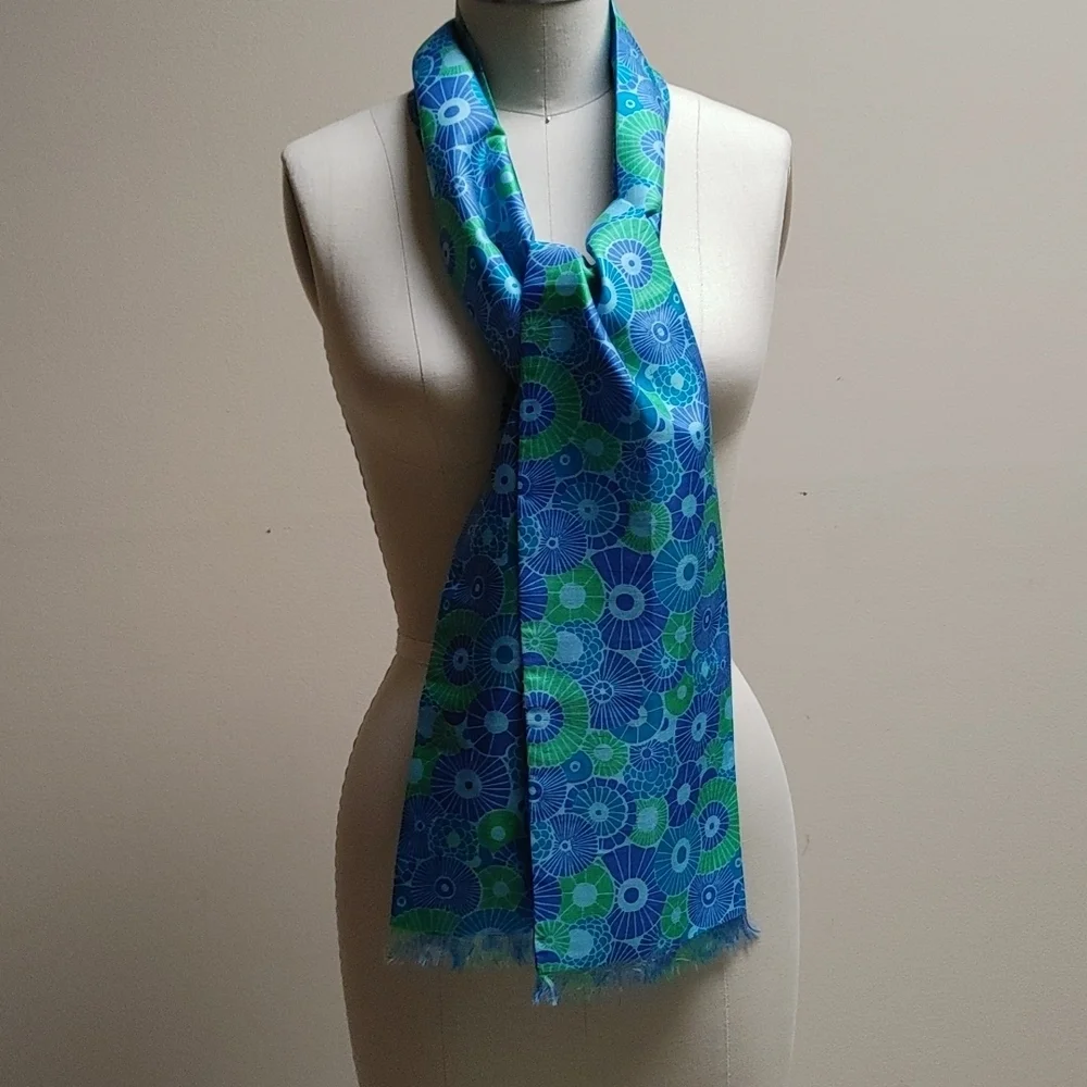 VTG Silk Ray Strauss Blue & Green Scarf